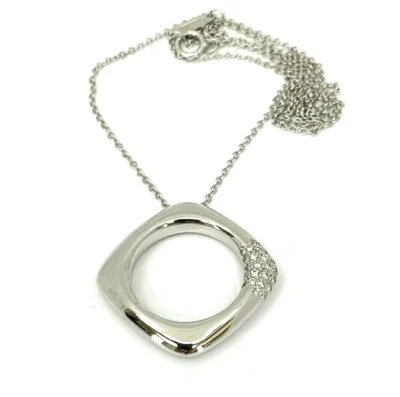 Collar Colgante Cojín Diamante Tiffany & Co Oro Blanco 18K 0.15 Tcw Foto 1 de 4