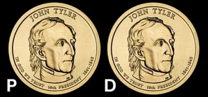 2009 P & D John Tyler Presidential Dollar BU 2 Coin US Mint Set - Picture 1 of 4