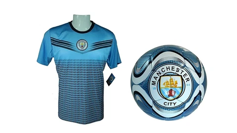Manchester City F.C. Official Soccer Jersey & Size 5 Ball -03 X-Large Cover