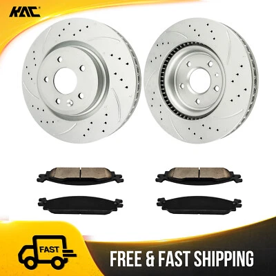 For Ford Explorer 2011-2014 Front Drilled Disc Rotors & Brake Pads 54171 1376 - Image 1 of 4