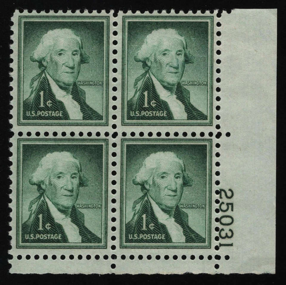 #1031 1c Washington, Plate Block [25031 LR] Mint **ANY 5=FREE SHIPPING** - Image 1 of 1