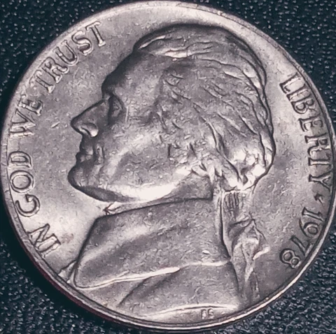 1978💖Jefferson Nickel double Liberty doubling on Monticello Cover