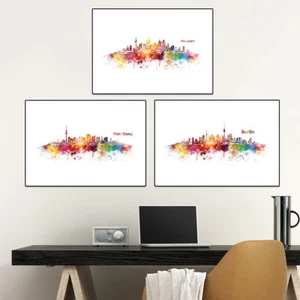 JUNIWORDS Poster mit Rahmen "Skylines" Geschenke Geburtstag Stadt DIN A4 A3 A2 - Bild 1 von 16