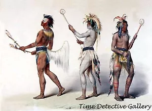 Ball Players by George Catlin - 1830s - Native American Art Print - Picture 1 of 1