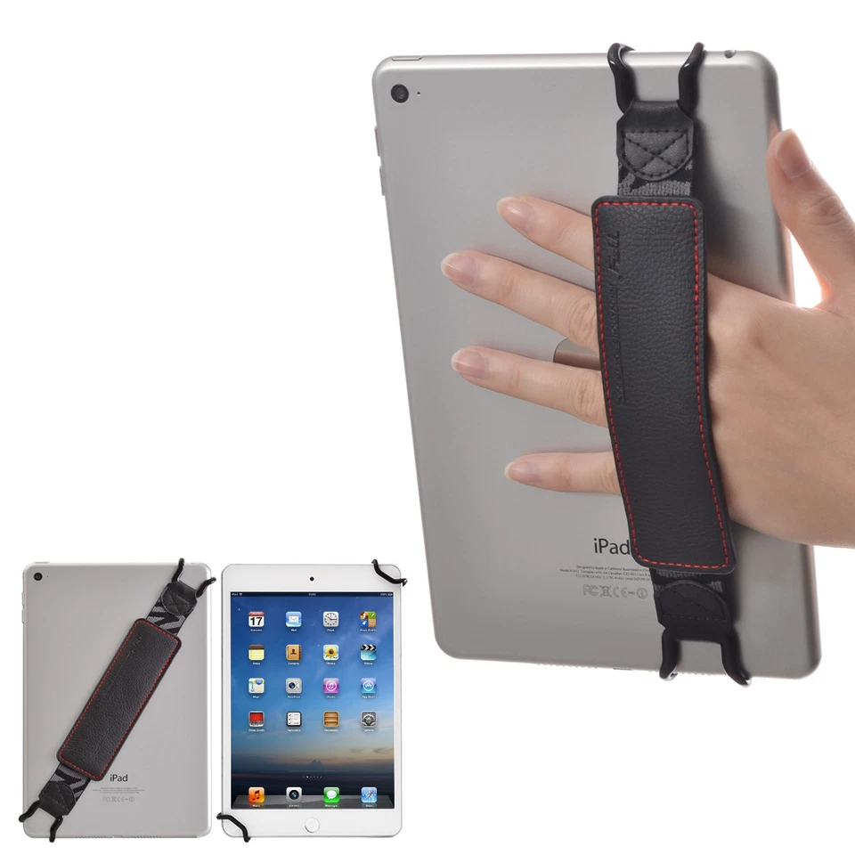 Security Elastic Hand Strap PU Holder for 7-10 Inch Tablets iPad Pro Galaxy Tab - Image 1 of 4