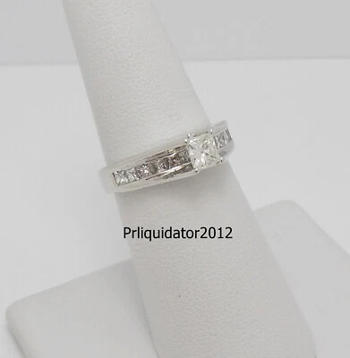 1.25CT Natural Diamond Princess Engagement Wedding Bridal Ring 14K White Gold - Image 1 of 4
