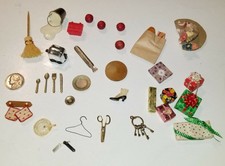 Vintage Dollhouse Miniatures Misc. LOT of 32 Accessories 