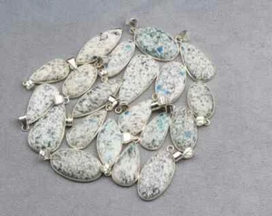 Colgantes de collar de piedras preciosas de jaspe natural K2, colgante de jaspe K2 superpuesto de plata ~ - Imagen 1 de 2