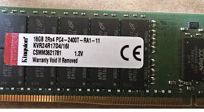 2x Kingston ValueRAM 16GB 2400MHz DDR4 Memory KVR24R17D4/16I for intel servers - Image 1 of 4