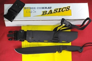 Busse Combat Basic 9 CG .27" Black Coated M-INFI Blade, Black Resiprene C Handle - Picture 1 of 16