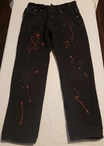 Size 10 Black Jeans W/ Red Paint Splatter - Picture 1 of 2