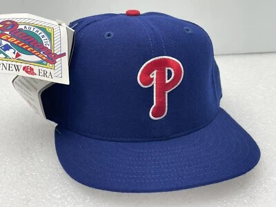 VINTAGE 90's NEW ERA PHILADELPHIA PHILLIES BLUE PRO MODEL 7 HAT DEADSTOCK 1993 - Image 1 of 4