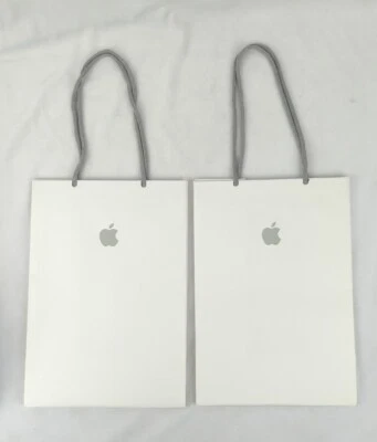 Lot of 2 Genuine Apple Store Logo White Gift Bags - 11" x 8" x 5"  - Image 1 of 4