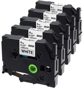 5X Cinta de Etiqueta Tze 211 TZ-211 Laminada 6mm 0.23" Blanco Compatible Brother PTouch - Imagen 1 de 6