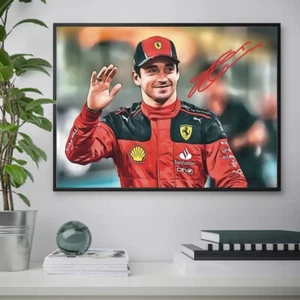 Charles Leclerc FERRARI Autografo ARTWORK CORNICE COLLEZIONE FORMULA 1 MOTORI - Foto 1 di 8