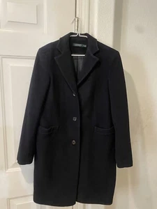 Women’s Lauren Ralph Lauren Wool Blend Long Sleeve Mid Length Black Coat Size 6 - Picture 1 of 11
