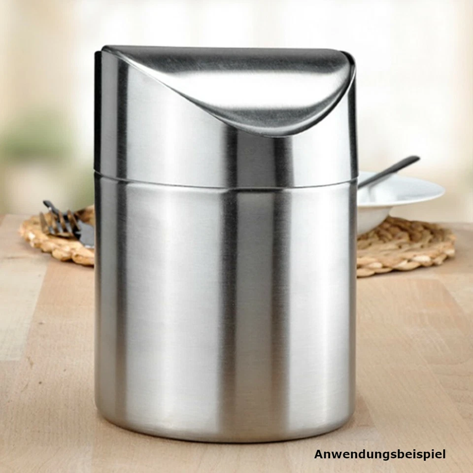 Tischabfalleimer aus Edelstahl mit Push-Deckel Abfallbehälter Tisch Mülleimer - Bild 1 von 1