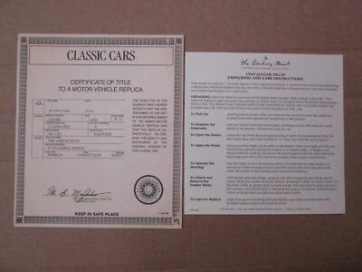 Danbury Mint Paperwork 1949 Jaguar XK-120 Roadster - Image 1 of 3