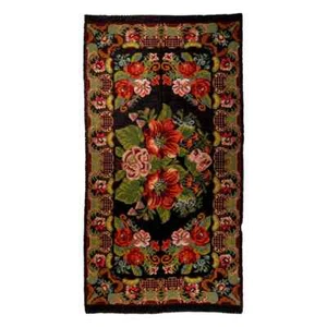 6.6x12.1 Ft Vintage Bessarabian Kilim, Floral Handwoven Wool Rug from Moldova - Picture 1 of 8