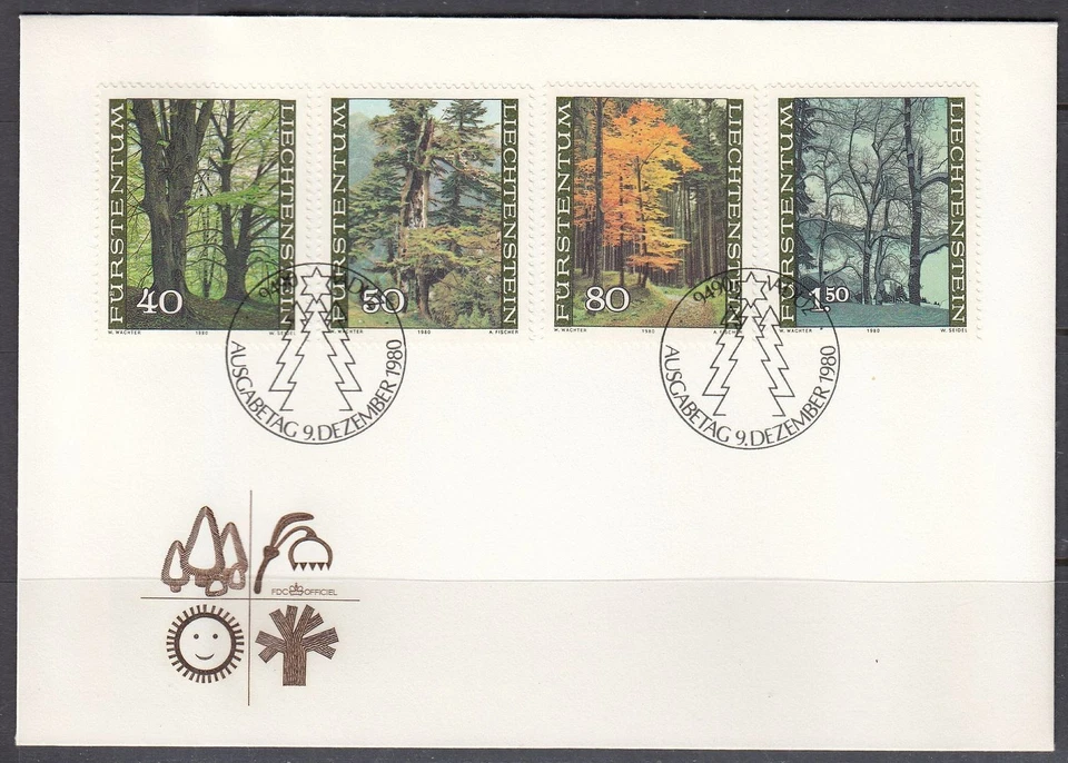 Liechtenstein Scott 697-700 FDC - Trees - Image 1 of 1