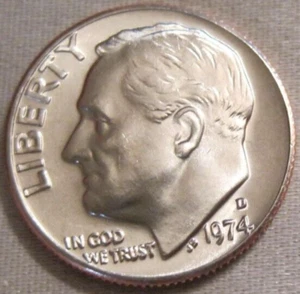 SELLING AS SHOWN - 1974 D UNCIRCULATED ROOSEVELT DIME *** NICKEL CLAD *** 572 - Picture 1 of 6