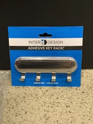 ID Inter Design Adhesive Key Rack Stainless Steel hanger storage holder metal - Image 1 of 4