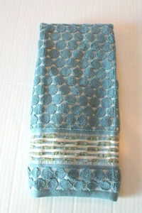 Saturday Knight Caymen Blue Circle Dot Jacquard Bathroom Bath Hand Towel NEW - Picture 1 of 2