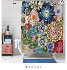 Boho Floral Shower Curtain Grommet 72X72 Water Repellent Dry Quickly Mito Villa