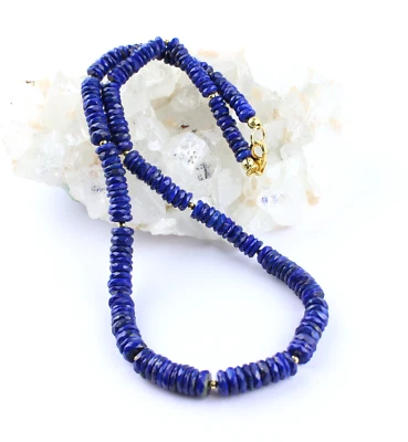 Collana Elegante In Lapis Lazuli Blu Marino A Facette Circa 193 Ct - Immagine 1 di 4