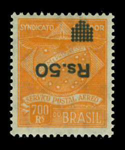 BRAZYLIA 1930 AIRMAIL - Condor Syndicate 50r/700r ODWRÓCONA SURCH Sc#1CL10a w idealnym stanie LH