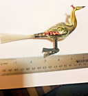 Antique Blown Mercury Glass PEACOCK BIRD CLIP ON Figural Christmas Ornament X Lg