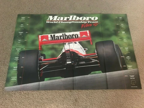 Vintage TEAM PENSKE RACING MARLBORO POSTER 1992 INDY 500 2-SIDED w/ SCHEDULE Cover