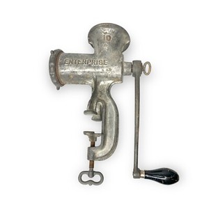 Vintage Enterprise #10 Meat Grinder Chopper Cast Iron Tinned Clamp Made in USA