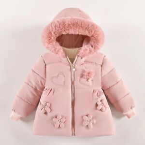 Winter Girls Jacket Fur Collar Keep Warm Baby Outerwear 2-4 Years Kids Clothes