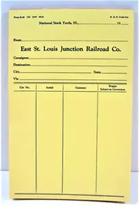 10 Vintage East St Louis Junction Railroad Versandquittungen 1967 unbenutzter Lagerbestand - Bild 1 von 1
