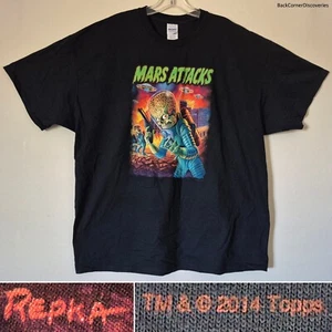 2014 Mars Attacks (Invasion) Black 2XL T-Shirt. Topps P1 Promo Card. Ed Repka - Picture 1 of 14