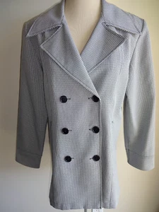 Womens Vintage Wrapper Houndstooth Double Breasted Jacket M Black White USA - Picture 1 of 6