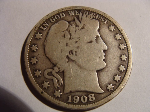 1908 Barber Half Dollar - VG ! Cover