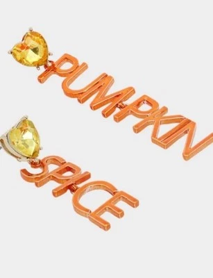 Pendientes colgantes de cristal Betsey Johnson naranja metálico calabaza especias no coincidentes Foto 1 de 4