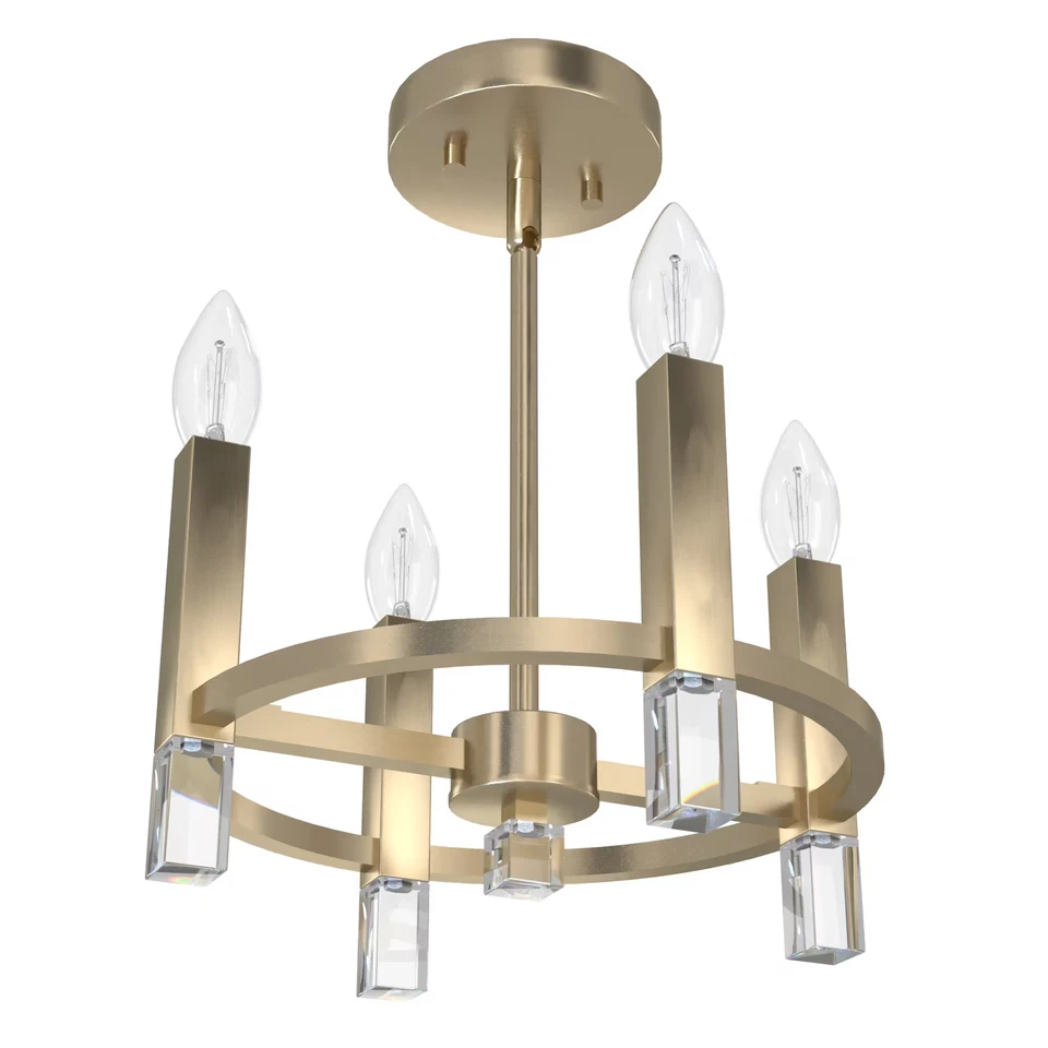Alturas Gold Four Light Semi Flush Mount from the Sunjai Collection - Image 1 of 1