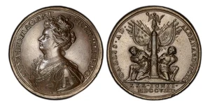 GREAT BRITAIN. Anne 1708 AE Medal. PCGS SP62. Croker Battle of Oudenarde. - Picture 1 of 1