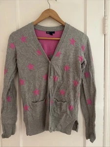 Gap Kids Gray Heather Starry Long Cardigan with Pink Stars Size XXL (14-16) - Picture 1 of 7