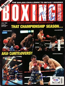 Julio Cesar Chavez, Leija, Randall Auto Boxing Illustrated Magazine Cover PSA - Picture 1 of 2