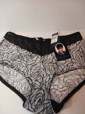 Delta Burke NWT Size 2X/9 Black Boy Cut  Floral Panty Stretch Polyester Spandex - Image 1 of 4