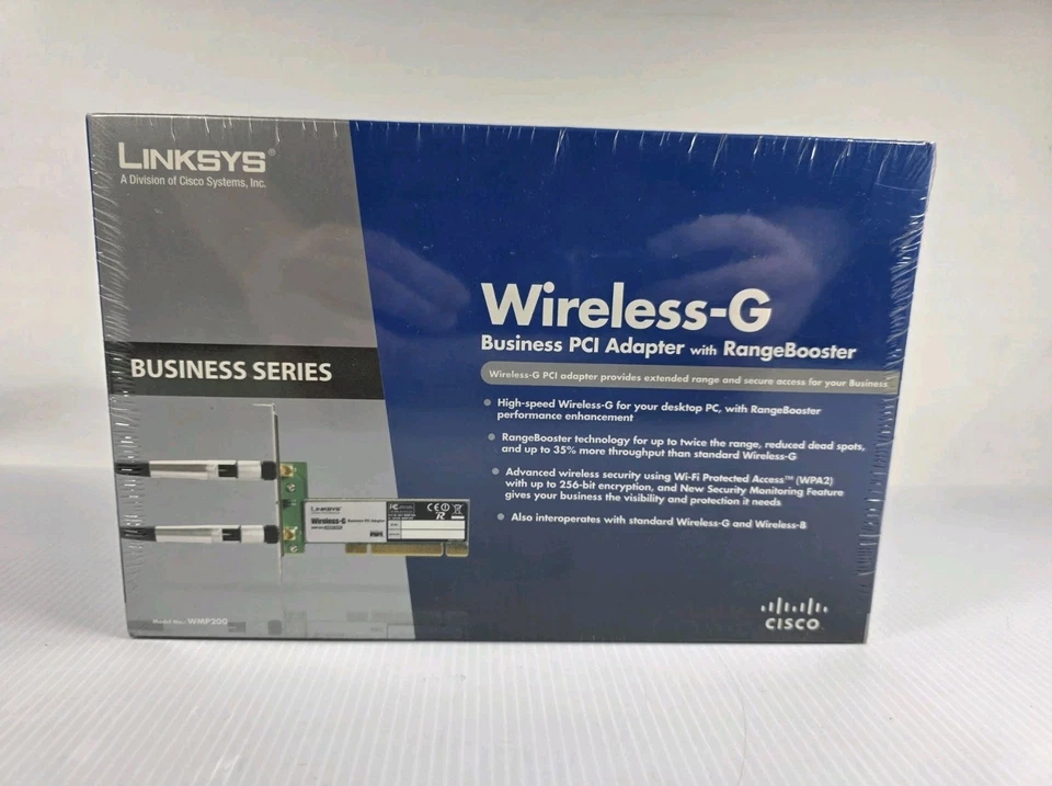 NEW Linksys Wireless-G Business PCI Adapter w/ Range Booster WMP200 - Image 1 of 3