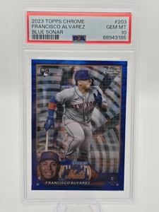 2023 Topps Chrome Francisco Álvarez Blue Sonar Refractor Rookie RC 49/125 PSA 10 - Imagen 1 de 2