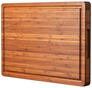 Bamboo Wood Cutting Board for Kitchen, 1" Thick Butcher Block, Cheese Charcut... - Picture 1 of 6