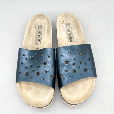 Sandalias Mephisto para mujer 40 9 Nora Star Slides zapatos cuero azul sin cordones cómodas Foto 1 de 4
