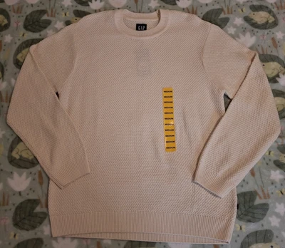 Gap Men's Size Medium Crew Neck Sweater Pullover Cream Long Sleeve NWT - Image 1 of 4