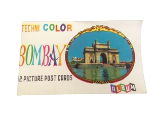 Vintage Technicolor Bombay 12 Postcard Picture Album Book Booklet India Old - Picture 1 of 12